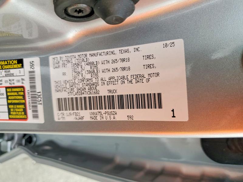 Продаж на аукціоні авто 2026 Toyota Tundra, vin: 5TFLA5DB4TX361682, номер лоту: 58776836