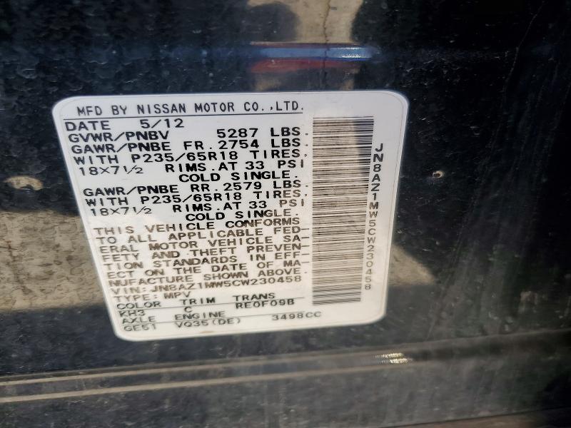 Продажа на аукционе авто 2012 Nissan Murano, vin: JN8AZ1MW5CW230458, номер лота: 56325676