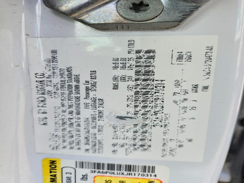 Aukcja sprzedaży 2018 Ford Fusion, vin: 3FA6P0LUXJR170314, numer aukcji: 56874866