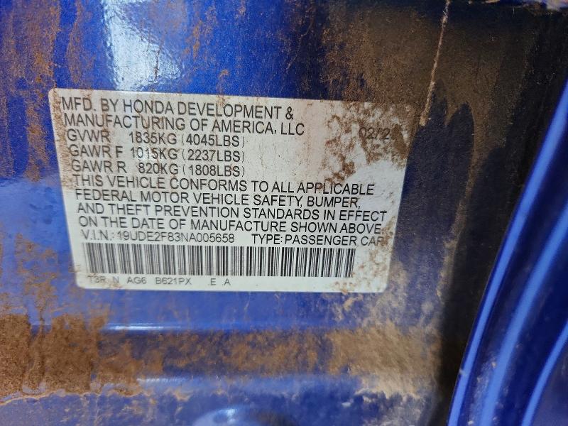 Продажа на аукционе авто 2022 Acura Ilx, vin: 19UDE2F83NA005658, номер лота: 55795846