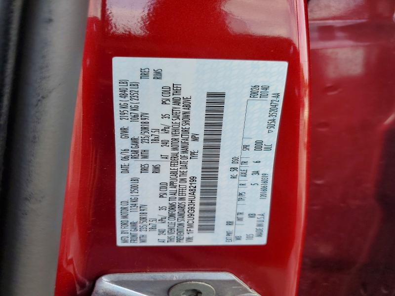 2017 Ford Escape მანქანა იყიდება აუქციონზე, vin: 1FMCU9G93HUA82199, აუქციონის ნომერი: 56793706