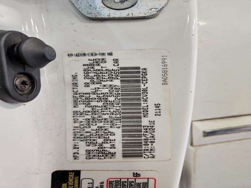 57139466 :رقم المزاد ، 4T1BE32K14U296487 vin ، 2004 Toyota Camry مزاد بيع