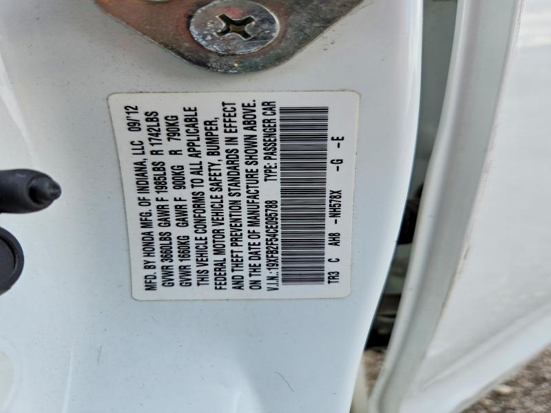 58407736 :رقم المزاد ، 19XFB2F54CE095788 vin ، 2012 Honda Civic مزاد بيع
