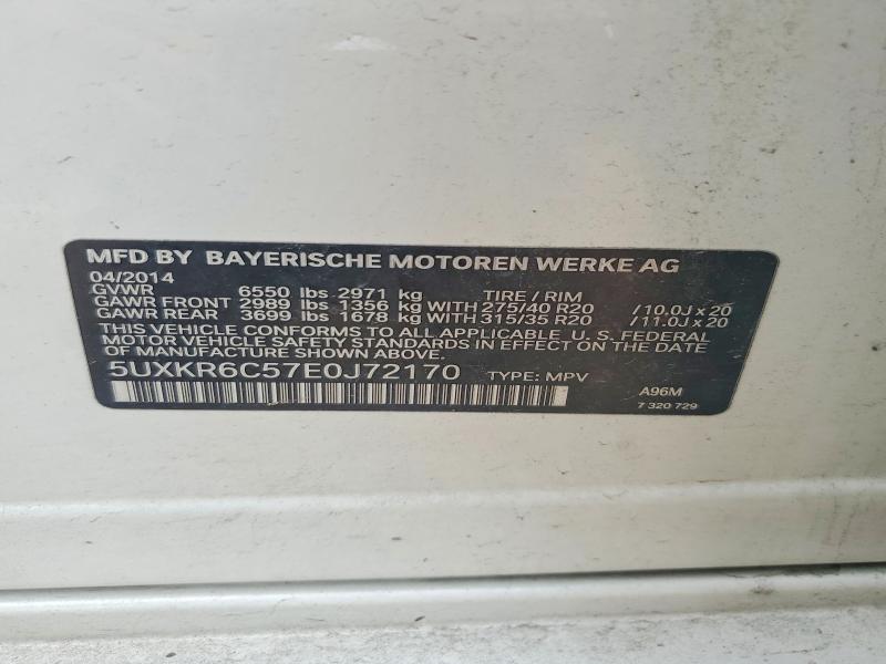 56516676 :رقم المزاد ، 5UXKR6C57E0J72170 vin ، 2014 Bmw X5 مزاد بيع