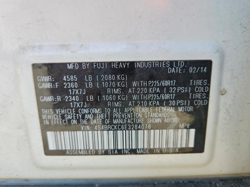 55841496 :رقم المزاد ، 4S4BRCKC6E3284078 vin ، 2014 Subaru Outback مزاد بيع