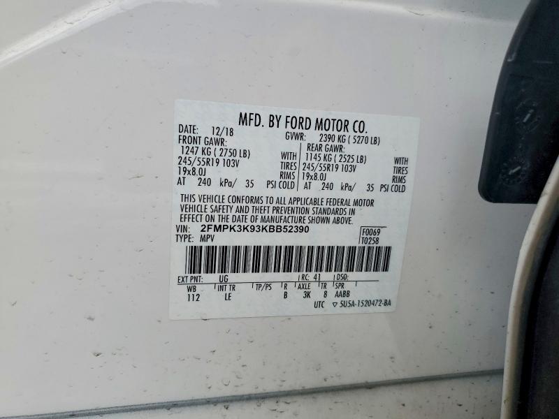 Продаж на аукціоні авто 2019 Ford Edge, vin: 2FMPK3K93KBB52390, номер лоту: 58407436