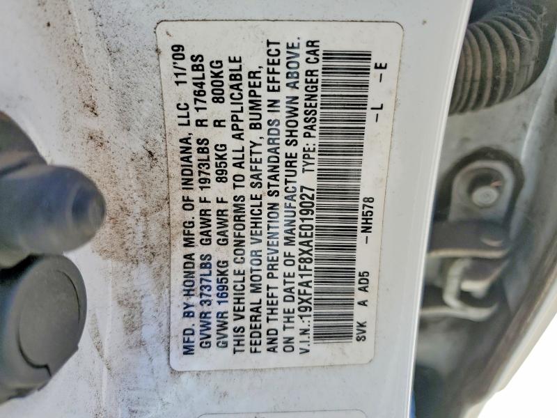 Aukcja sprzedaży 2010 Honda Civic, vin: 19XFA1F8XAE019027, numer aukcji: 58553696