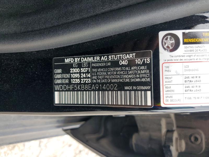 57958426 :رقم المزاد ، WDDHF5KB8EA914002 vin ، 2014 Mercedes-benz E مزاد بيع