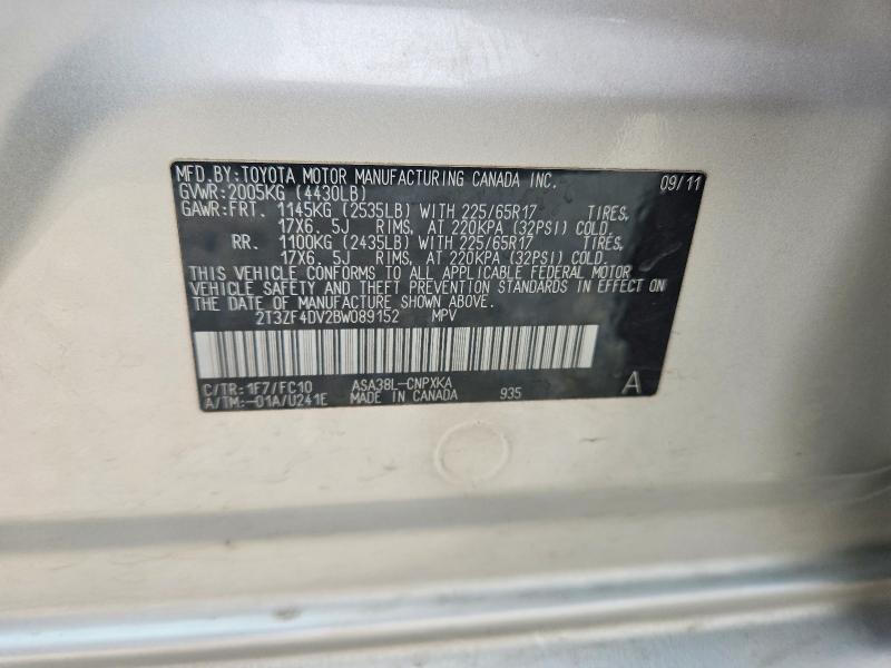 Aukcja sprzedaży 2011 Toyota Rav4, vin: 2T3ZF4DV2BW089152, numer aukcji: 56231306