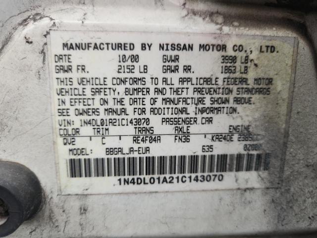 Aukcja sprzedaży 2001 Nissan Altima, vin: 1N4DL01A21C143070, numer aukcji: 54901356