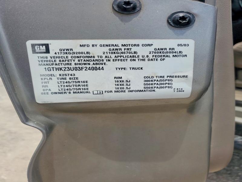 2003 Gmc Sierra მანქანა იყიდება აუქციონზე, vin: 1GTHK23U03F240044, აუქციონის ნომერი: 56741906