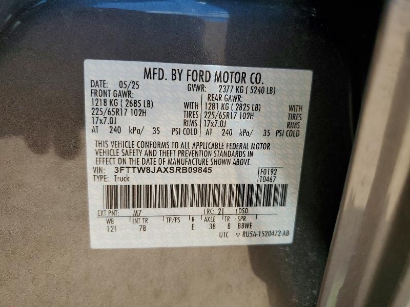 Продажа на аукционе авто 2025 Ford Maverick, vin: 3FTTW8JAXSRB09845, номер лота: 57071346