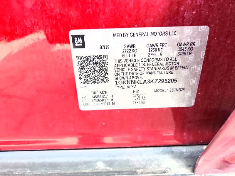 2019 Gmc Acadia მანქანა იყიდება აუქციონზე, vin: 1GKKNKLA3KZ295205, აუქციონის ნომერი: 58585696