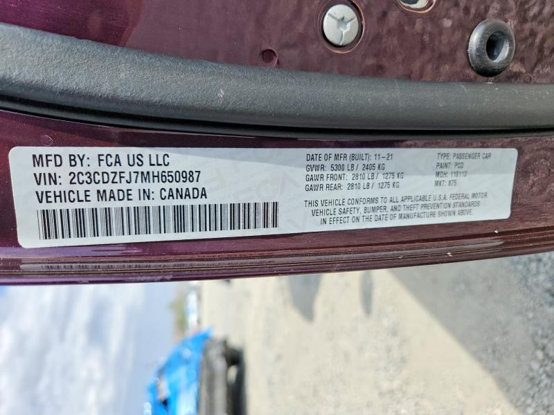 Продаж на аукціоні авто 2021 Dodge Challenger, vin: 2C3CDZFJ7MH650987, номер лоту: 58652936