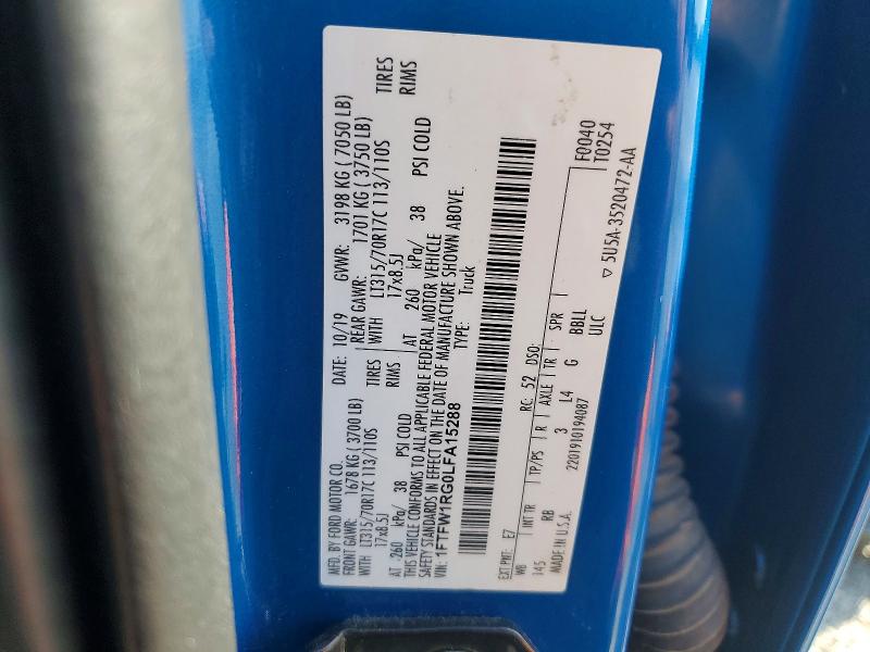 Aukcja sprzedaży 2020 Ford F150, vin: 1FTFW1RG0LFA15288, numer aukcji: 48792336