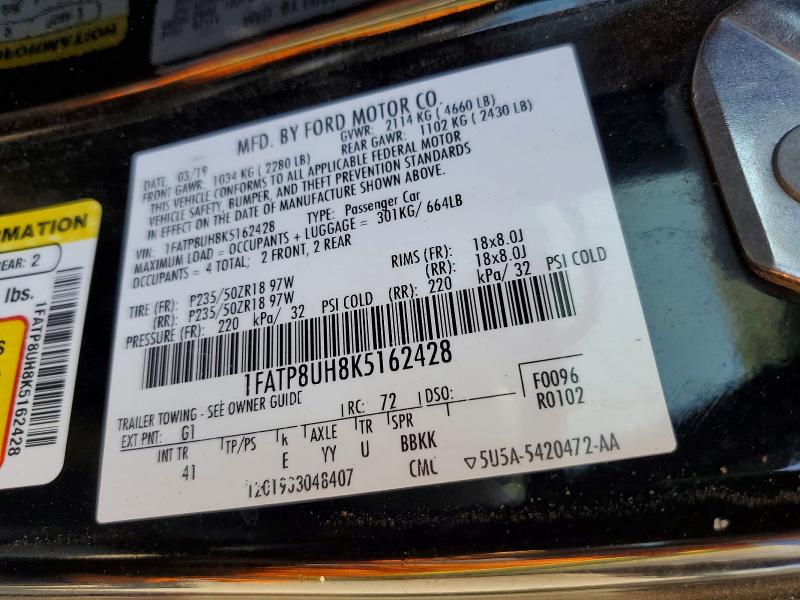Aukcja sprzedaży 2019 Ford Mustang, vin: 1FATP8UH8K5162428, numer aukcji: 57729346