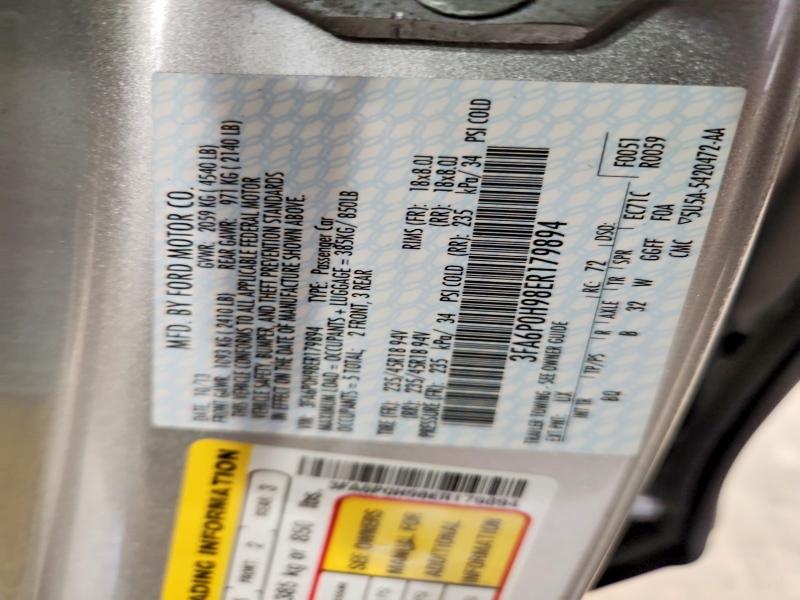 Aukcja sprzedaży 2014 Ford Fusion, vin: 3FA6P0H98ER179894, numer aukcji: 55824146