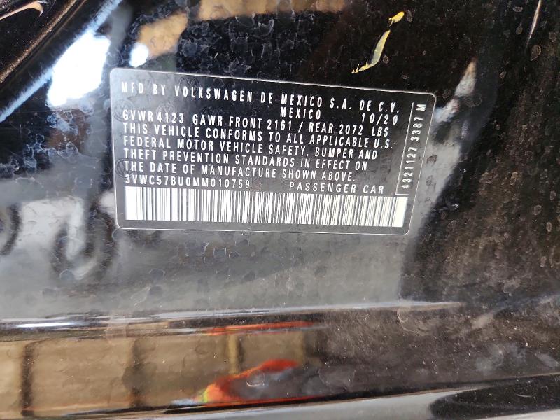 58255286 :رقم المزاد ، 3VWC57BU0MM010759 vin ، 2021 Volkswagen Jetta مزاد بيع