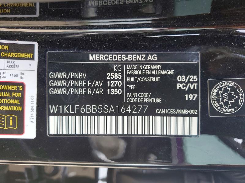Продажа на аукционе авто 2025 Mercedes-benz 450, vin: W1KLF6BB5SA164277, номер лота: 58459936