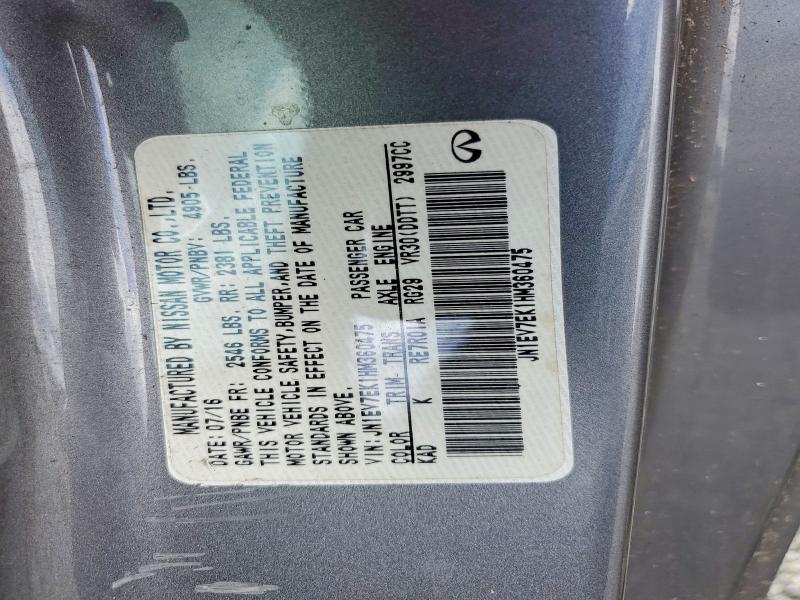 Aukcja sprzedaży 2017 Infiniti Q60, vin: JN1EV7EK1HM360475, numer aukcji: 58752736
