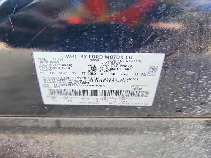 Продажа на аукционе авто 2016 Ford Explorer, vin: 1FM5K7D83GGB61951, номер лота: 56617506