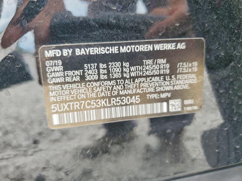 57742736 :رقم المزاد ، 5UXTR7C53KLR53045 vin ، 2019 Bmw X3 مزاد بيع