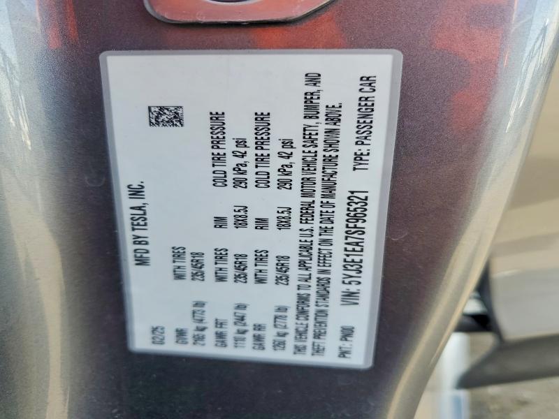 55046156 :رقم المزاد ، 5YJ3E1EA7SF965321 vin ، 2025 Tesla Model 3 مزاد بيع