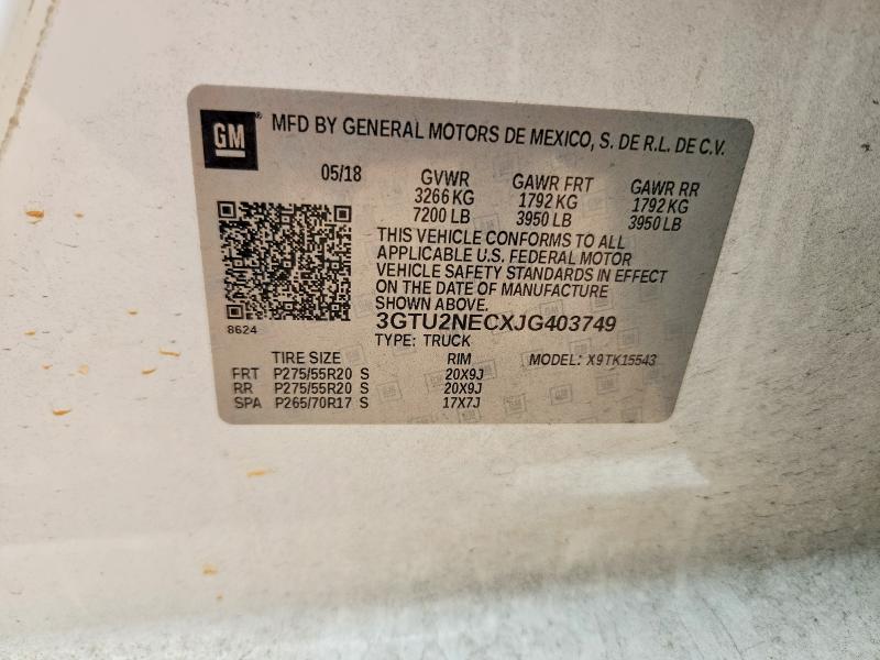 Продажа на аукционе авто 2018 Gmc Sierra, vin: 3GTU2NECXJG403749, номер лота: 57682956