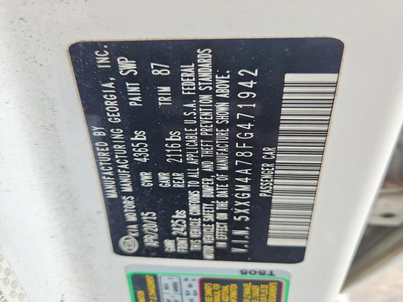2015 Kia Optima მანქანა იყიდება აუქციონზე, vin: 5XXGM4A78FG471942, აუქციონის ნომერი: 58589806