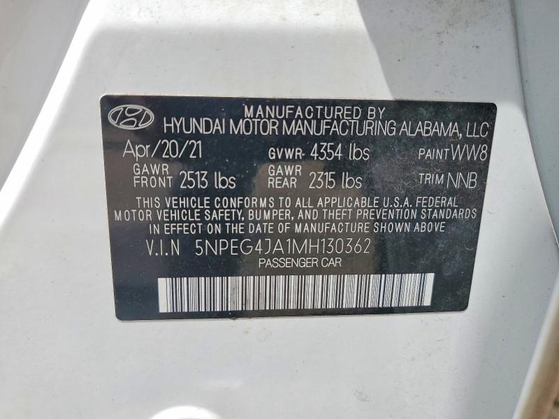 Продажа на аукционе авто 2021 Hyundai Sonata, vin: 5NPEG4JA1MH130362, номер лота: 58539256