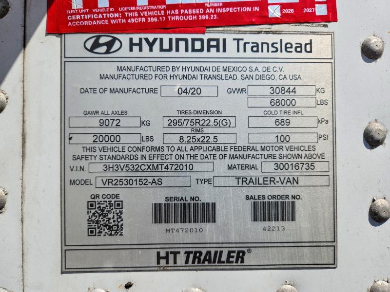 Aukcja sprzedaży 2021 Hyundai Translead Inc Unknown, vin: 3H3V532CXMT472010, numer aukcji: 58396956