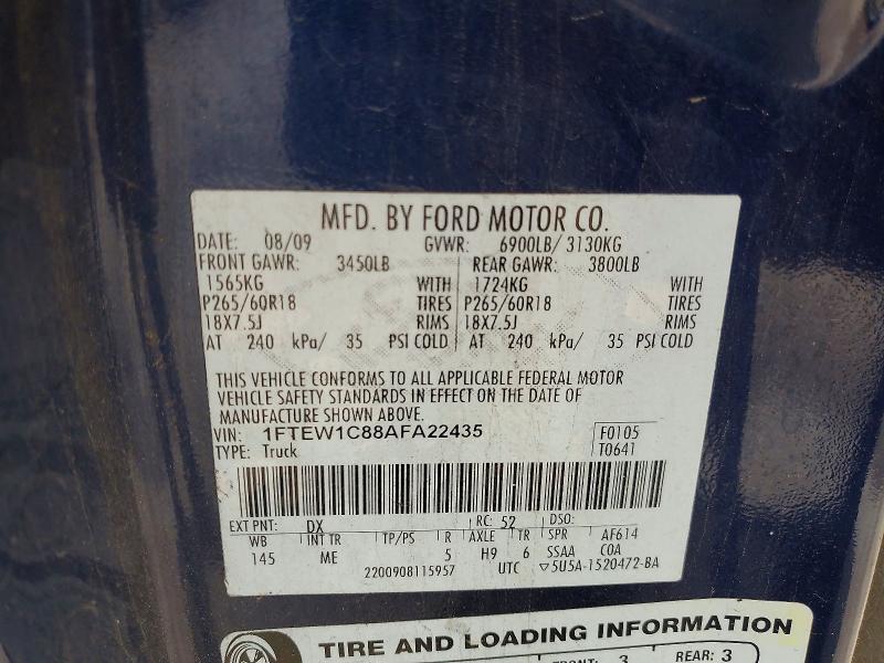 Продажа на аукционе авто 2010 Ford F150, vin: 1FTEW1C88AFA22435, номер лота: 55575476