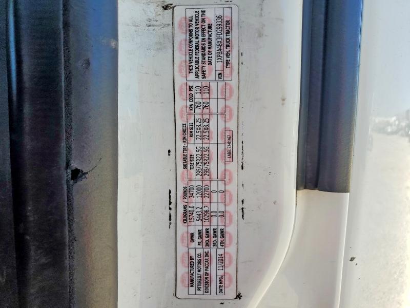 2015 Peterbilt 579 მანქანა იყიდება აუქციონზე, vin: 1XPBA48X3FD299336, აუქციონის ნომერი: 57911696