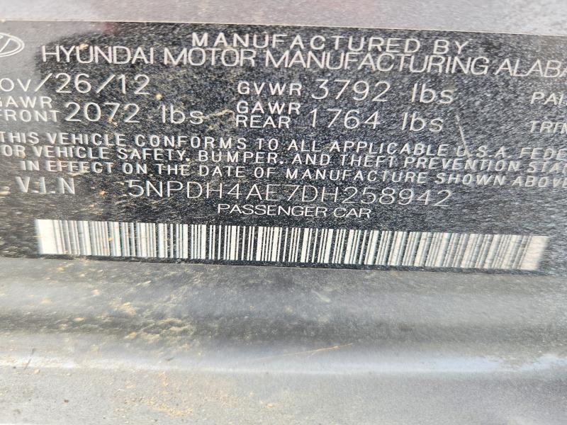 Продажа на аукционе авто 2013 Hyundai Elantra, vin: 5NPDH4AE7DH258942, номер лота: 56049036