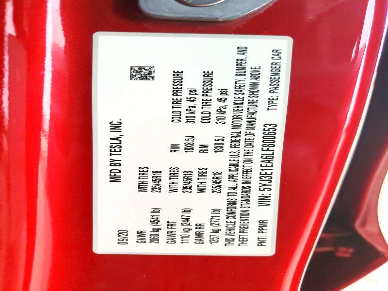 Aukcja sprzedaży 2020 Tesla Model 3, vin: 5YJ3E1EA6LF800653, numer aukcji: 56699776