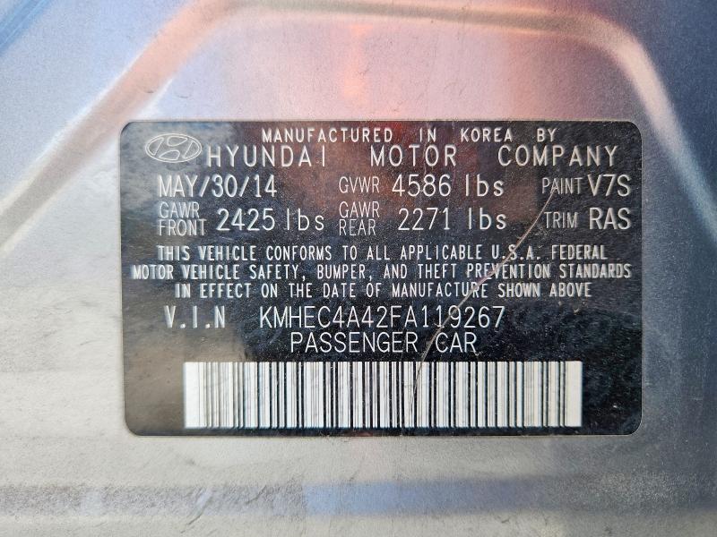 Продажа на аукционе авто 2015 Hyundai Sonata Hybrid, vin: KMHEC4A42FA119267, номер лота: 59184086
