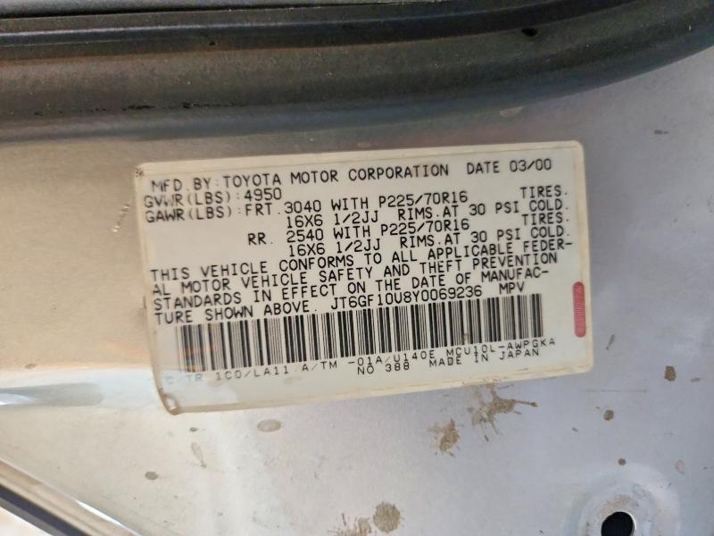 Продаж на аукціоні авто 2000 Lexus Rx, vin: JT6GF10U8Y0069236, номер лоту: 56191956
