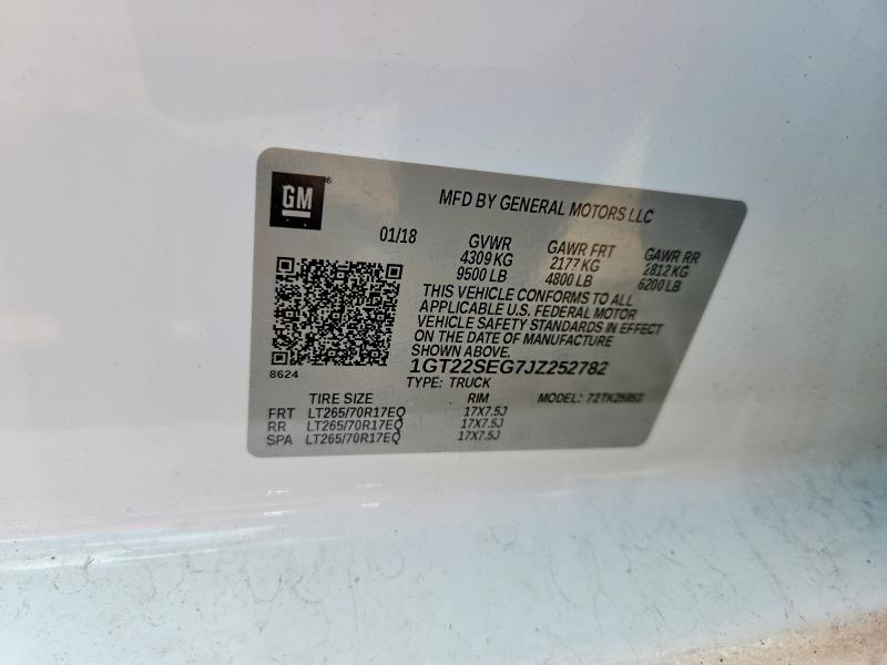57724056 :رقم المزاد ، 1GT22SEG7JZ252782 vin ، 2018 Gmc Sierra مزاد بيع