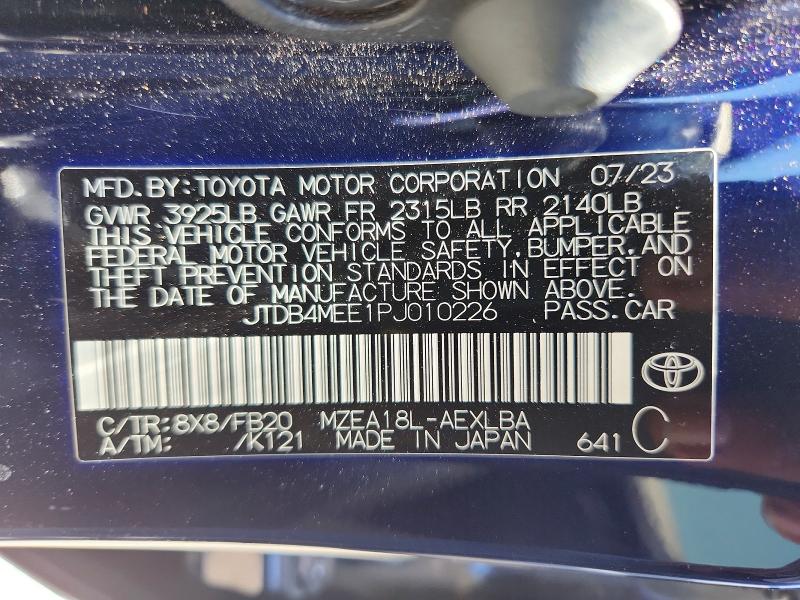 56527316 :رقم المزاد ، JTDB4MEE1PJ010226 vin ، 2023 Toyota Corolla مزاد بيع