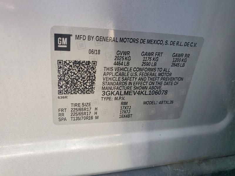 2019 Gmc Terrain მანქანა იყიდება აუქციონზე, vin: 3GKALMEV4KL106078, აუქციონის ნომერი: 59065126