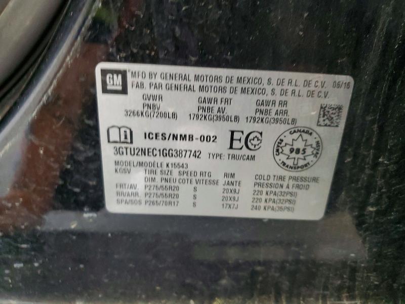 Aukcja sprzedaży 2016 Gmc Sierra1500, vin: 3GTU2NEC1GG387742, numer aukcji: 58497336