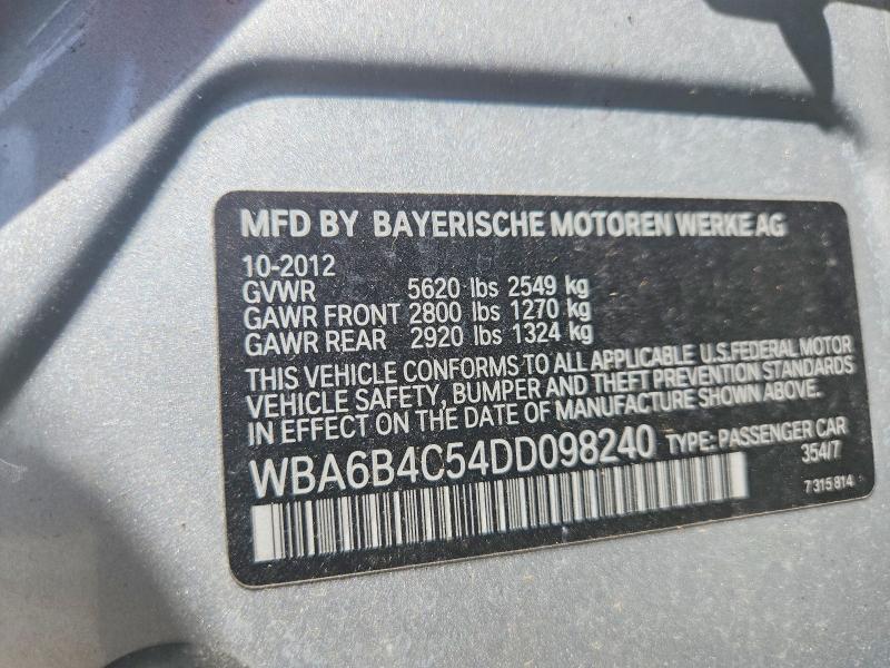 Продажа на аукционе авто 2013 Bmw 650, vin: WBA6B4C54DD098240, номер лота: 57351196