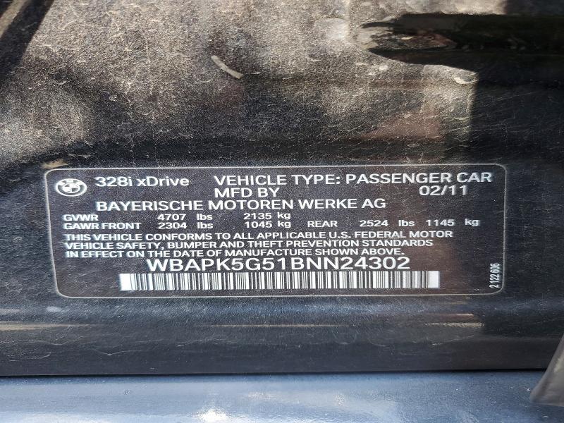 Aukcja sprzedaży 2011 Bmw 328, vin: WBAPK5G51BNN24302, numer aukcji: 58940396
