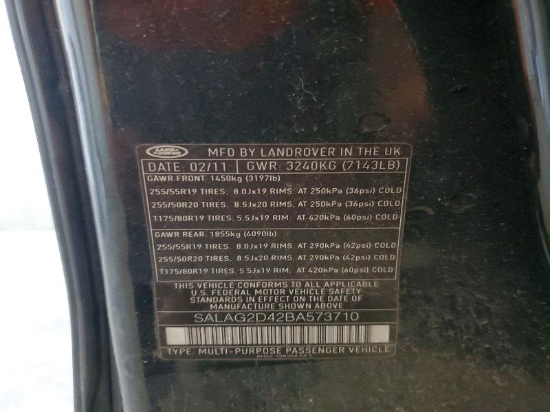 2011 Land Rover Lr4 მანქანა იყიდება აუქციონზე, vin: SALAG2D42BA573710, აუქციონის ნომერი: 85460665