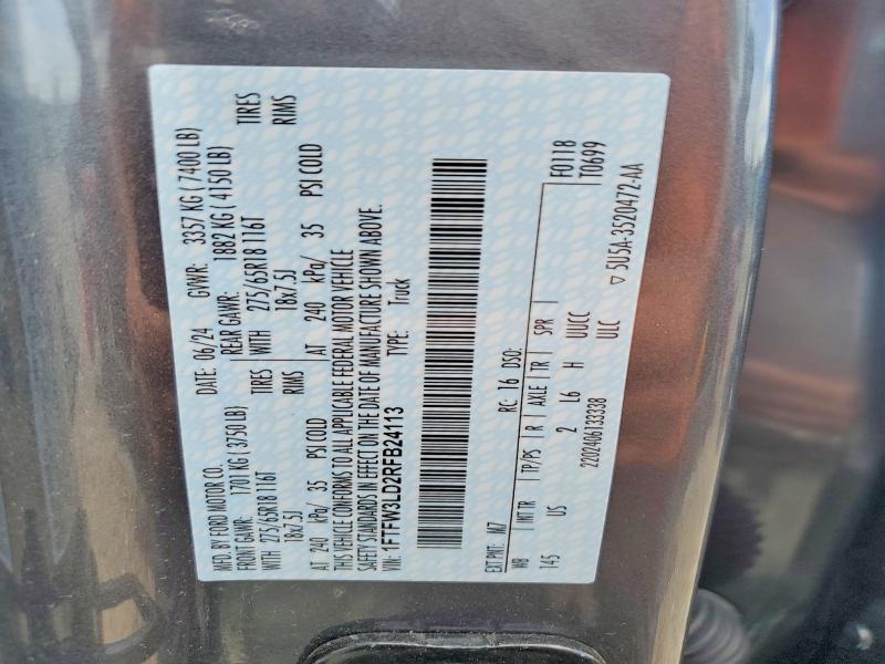 Продажа на аукционе авто 2024 Ford F150, vin: 1FTFW3LD2RFB24113, номер лота: 58446266