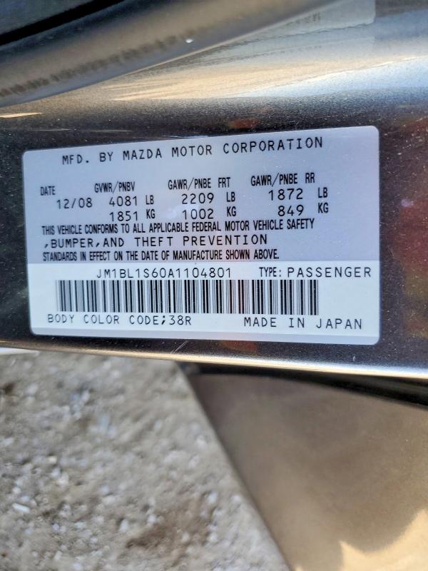 2010 Mazda 3 მანქანა იყიდება აუქციონზე, vin: JM1BL1S60A1104801, აუქციონის ნომერი: 55924196