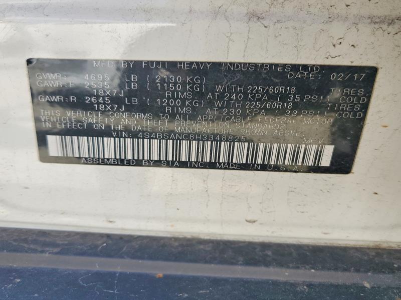 Aukcja sprzedaży 2017 Subaru Outback, vin: 4S4BSANC8H3348825, numer aukcji: 58921606