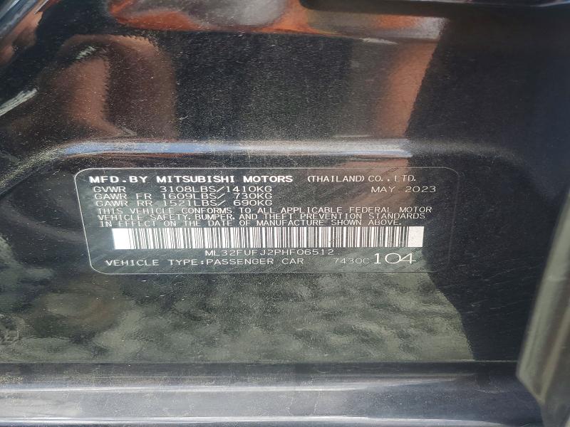 2023 Mitsubishi Mirage მანქანა იყიდება აუქციონზე, vin: ML32FUFJ2PHF06512, აუქციონის ნომერი: 55823116