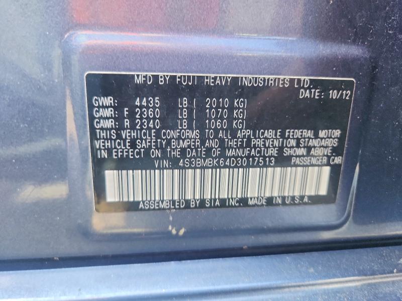 58790916 :رقم المزاد ، 4S3BMBK64D3017513 vin ، 2013 Subaru Legacy مزاد بيع