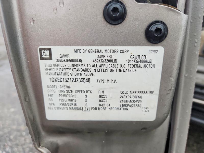 57476976 :رقم المزاد ، 1GKEC13Z12J235540 vin ، 2002 Gmc Yukon مزاد بيع
